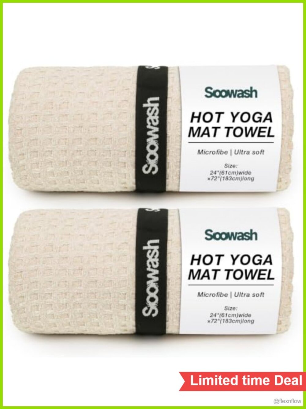 Non-Slip Microfiber Hot Yoga Mat Towel 24x72in Sweat Absorbent Quick-Dry
